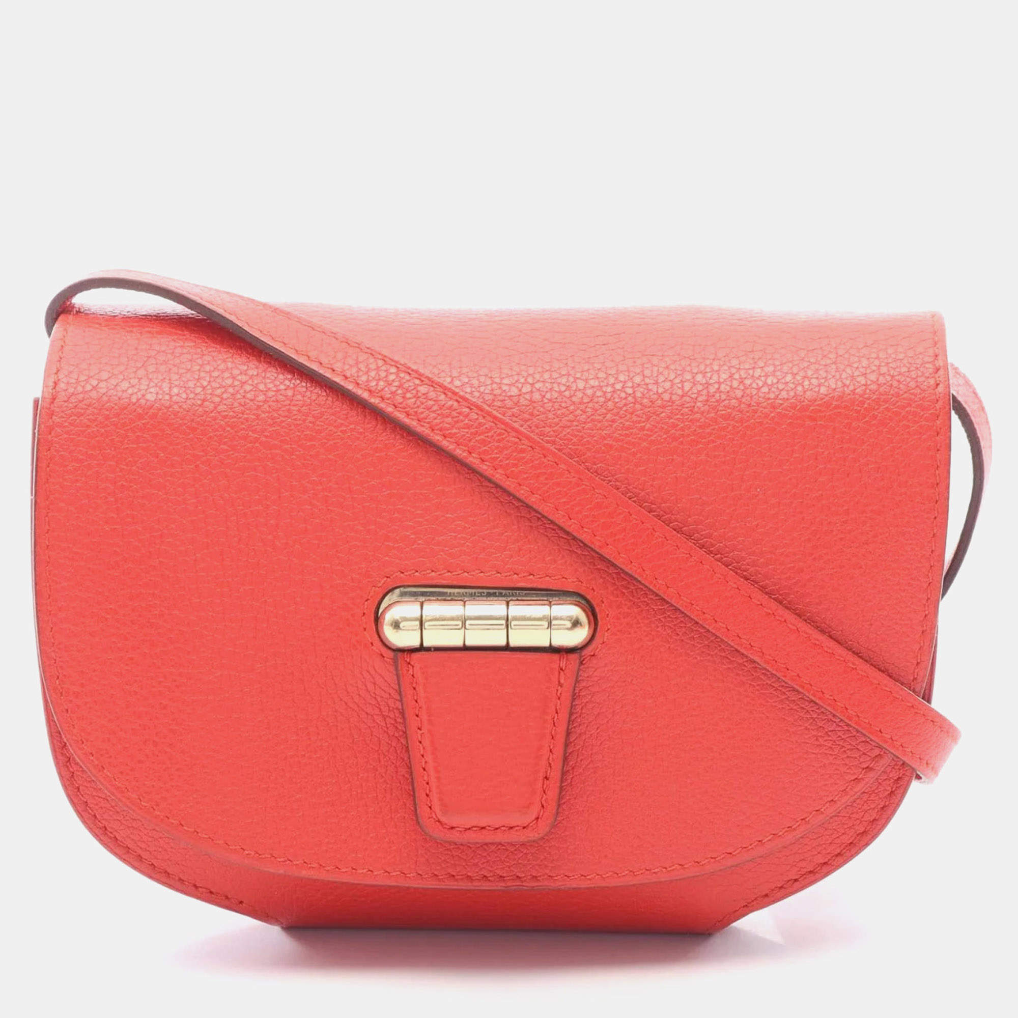 Pre Owned Hermes Mini Convoyeur Rouge Pivoine Evercolor Leather Shoulder Bag