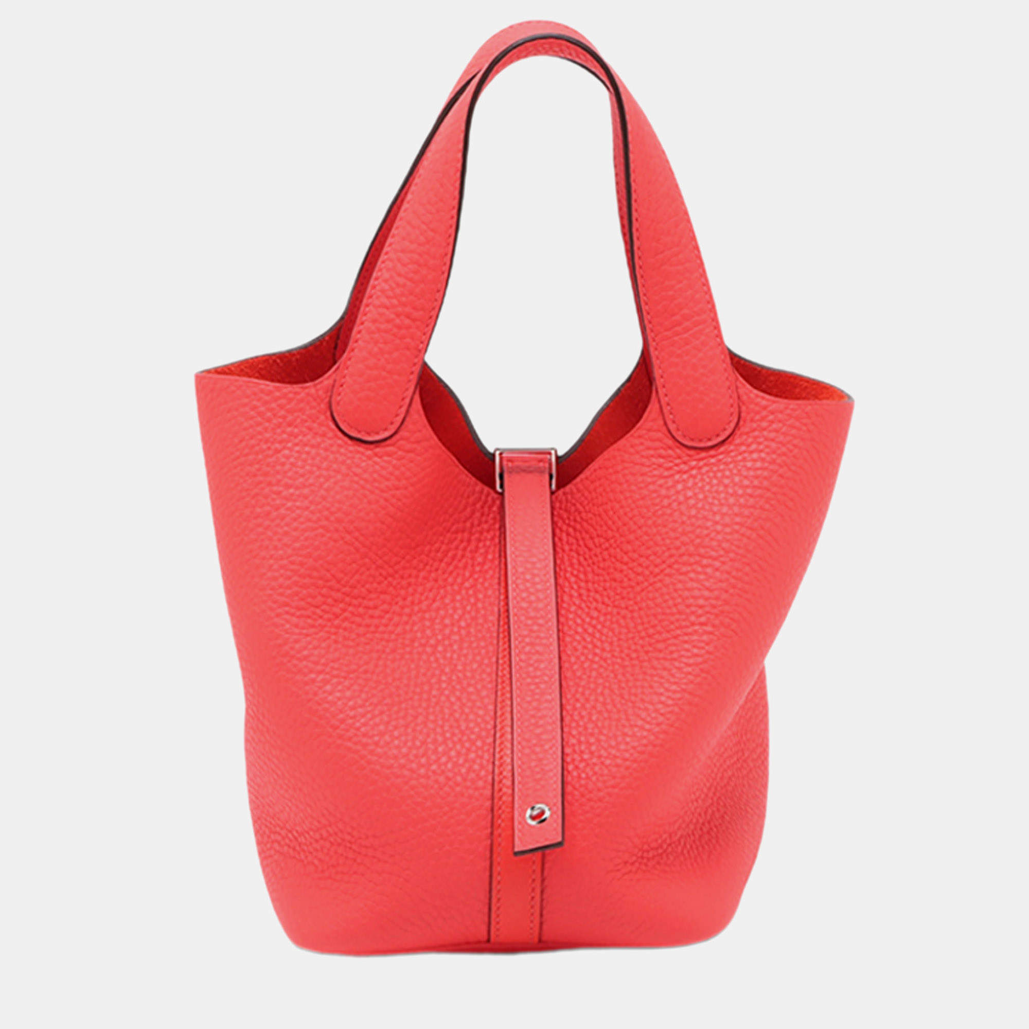 مملوكة مسبقًا Hermes Picotin Lock 18 Rose Extreme Clemence Calfskin Leather Tote Bag