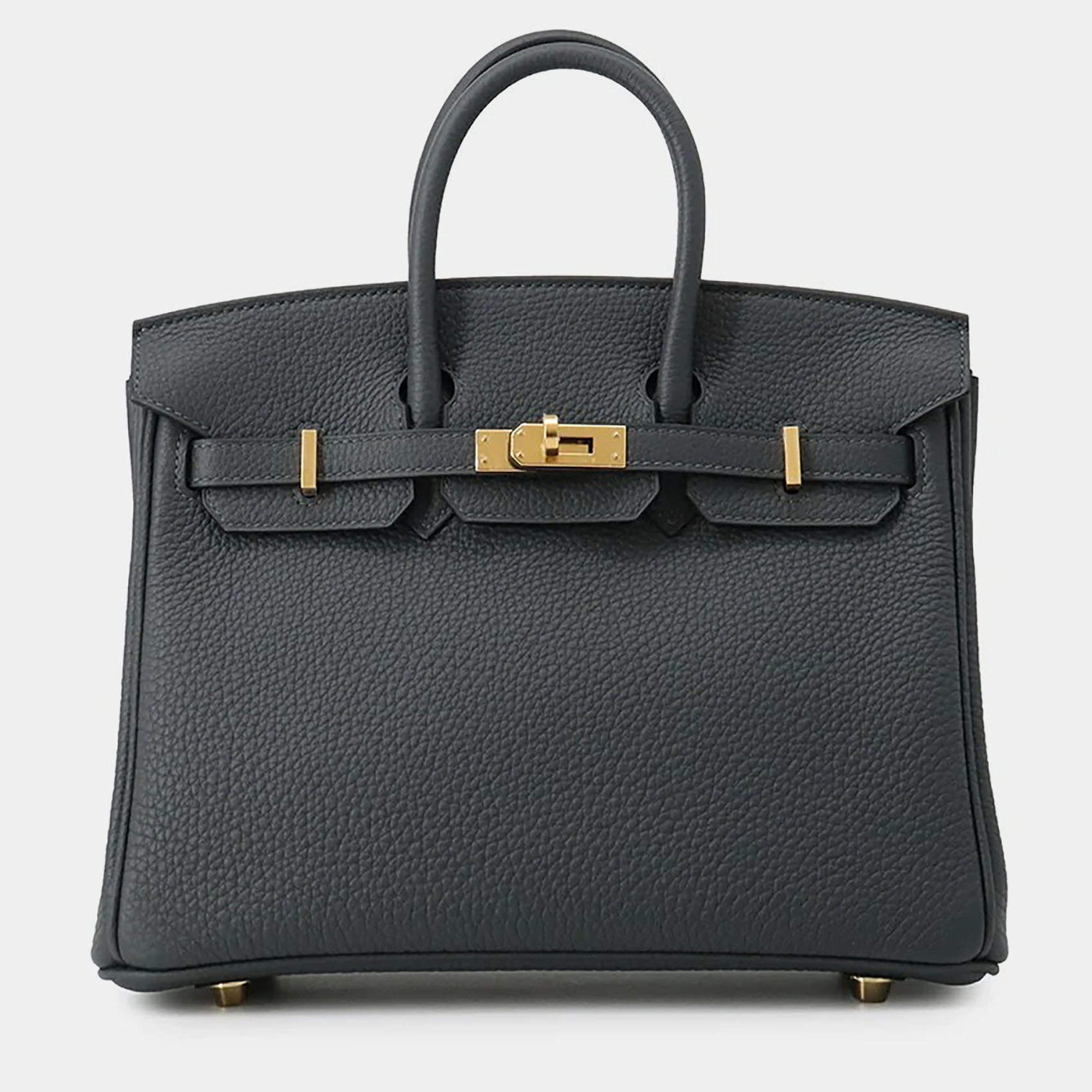 مملوكة مسبقًا Hermes Birkin 25 Gris Mouette Togo Calfskin Leather Top Handle Bag