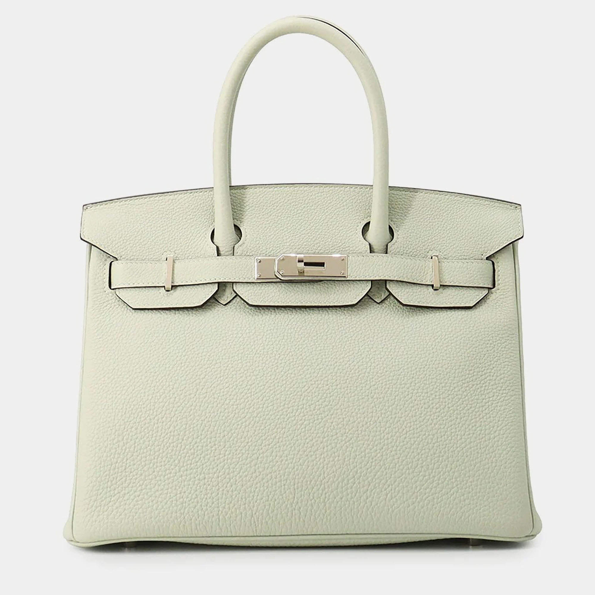 Pre Owned Hermes Birkin 30 Grineve Togo Calfskin Leather Top Handle Bag