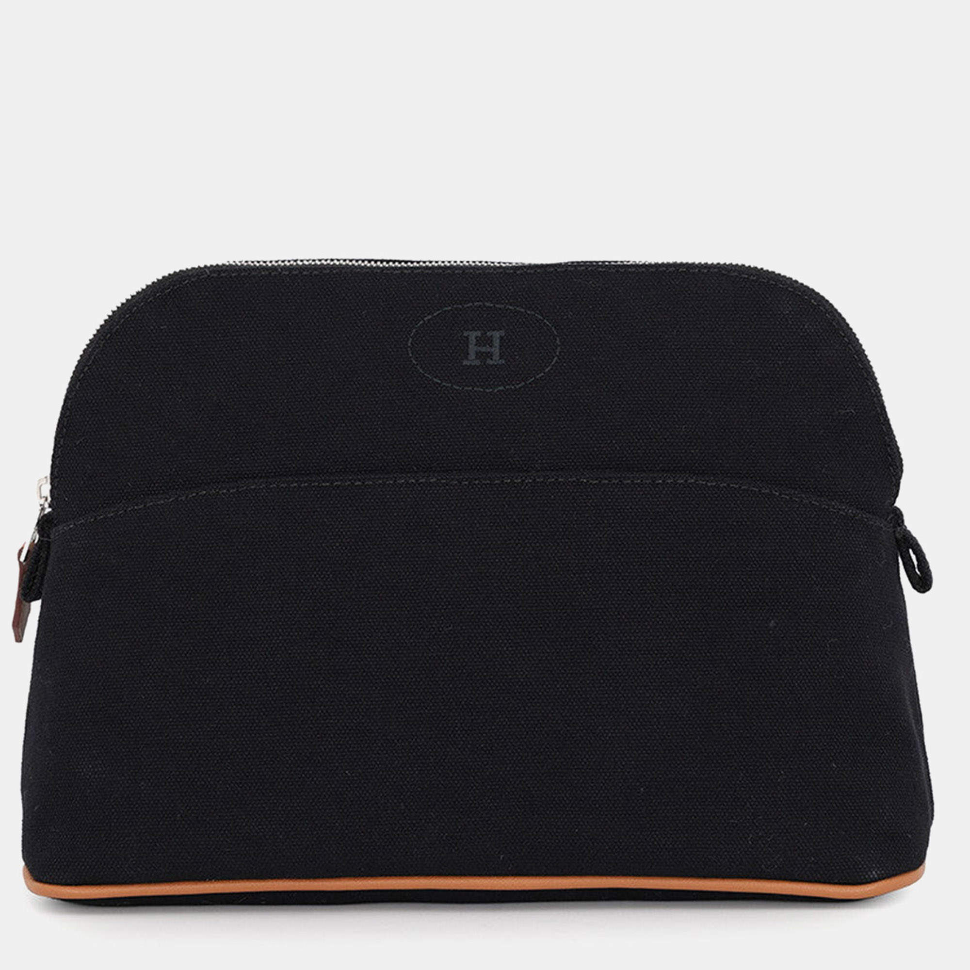 Pre Owned Hermes Bolide MM Black Cotton Pouch