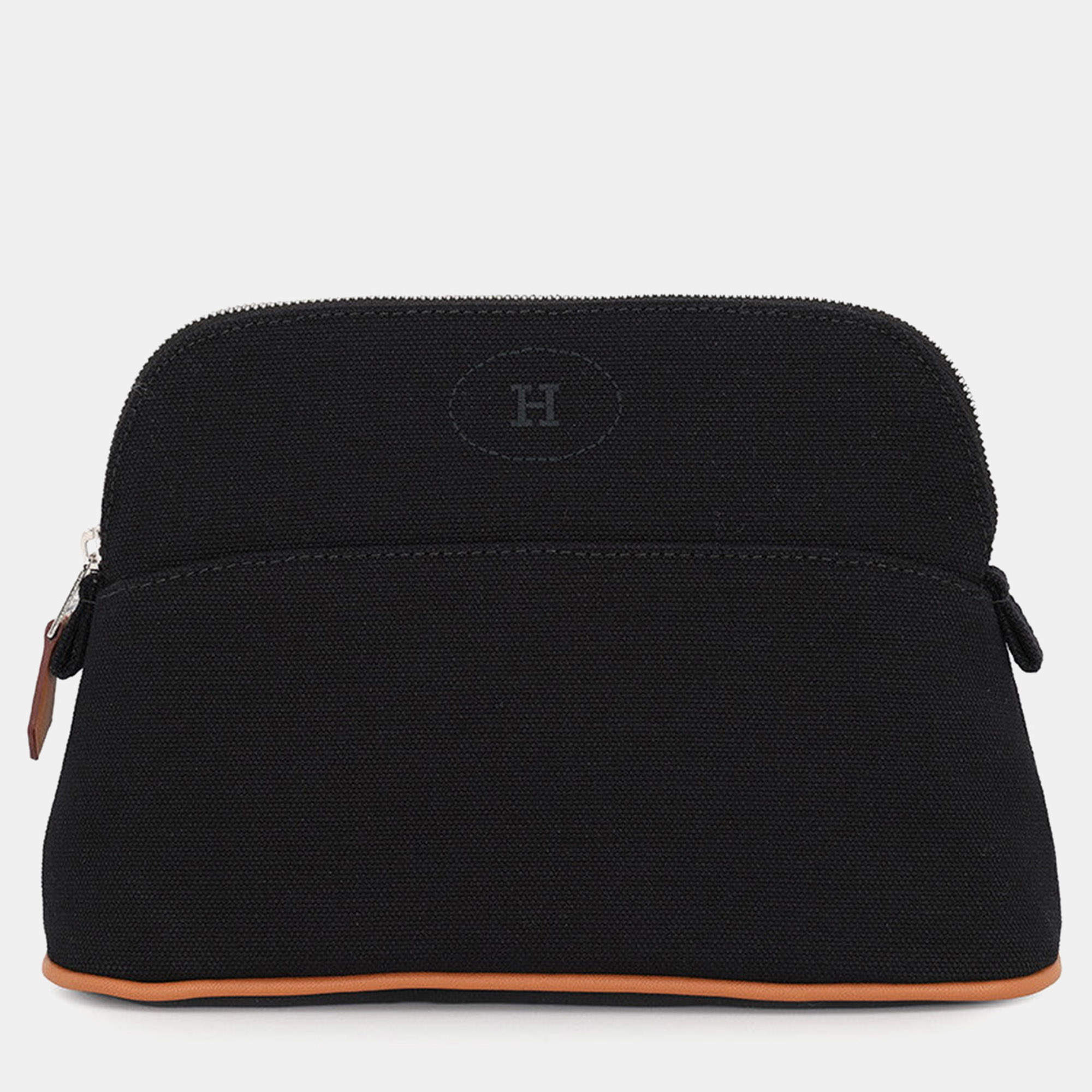 Pre Owned Hermes Bolide Mini Black Cotton Canvas Pouch