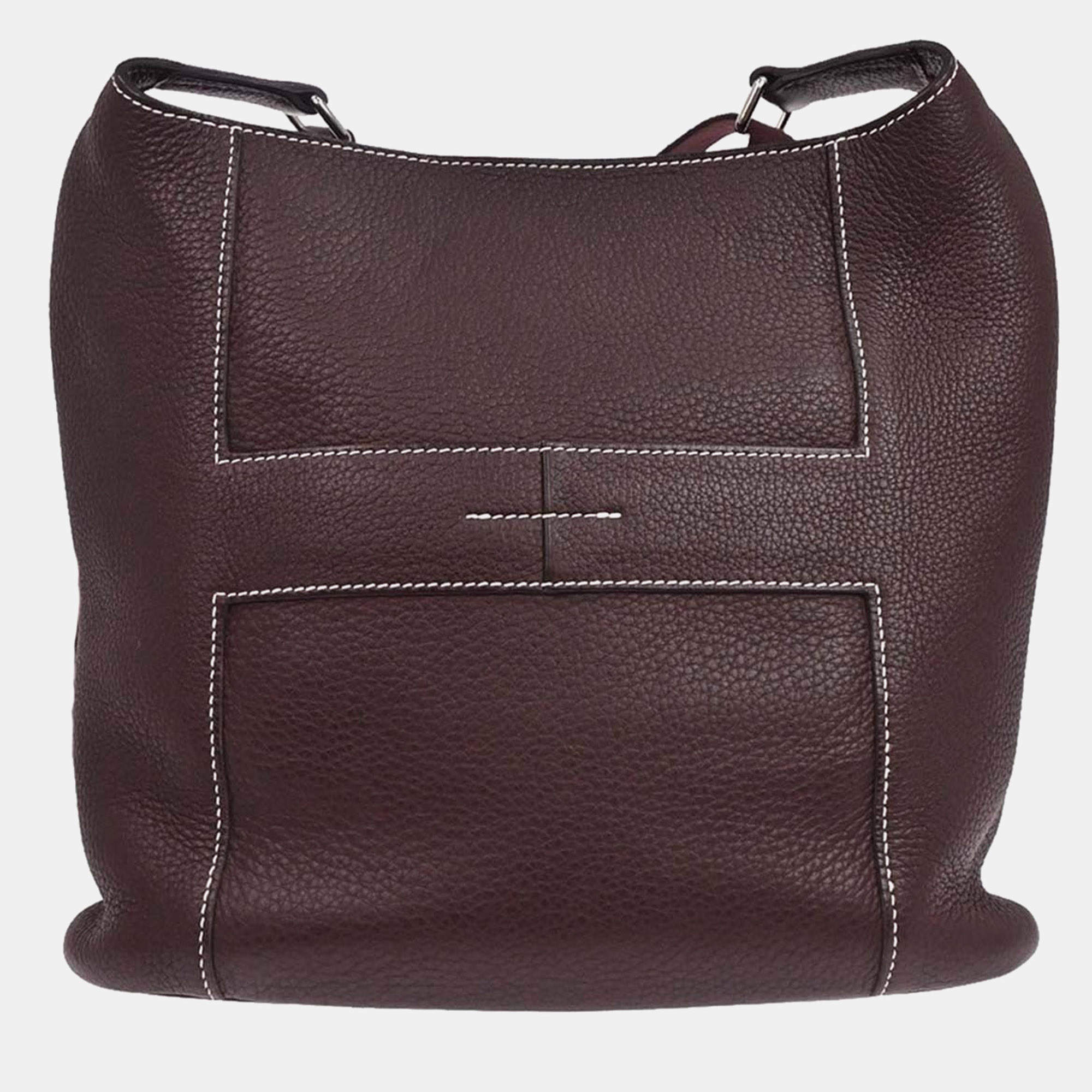 Pre Owned Hermes Good News PM Prune Taurillon Clemence Leather Shoulder Bag