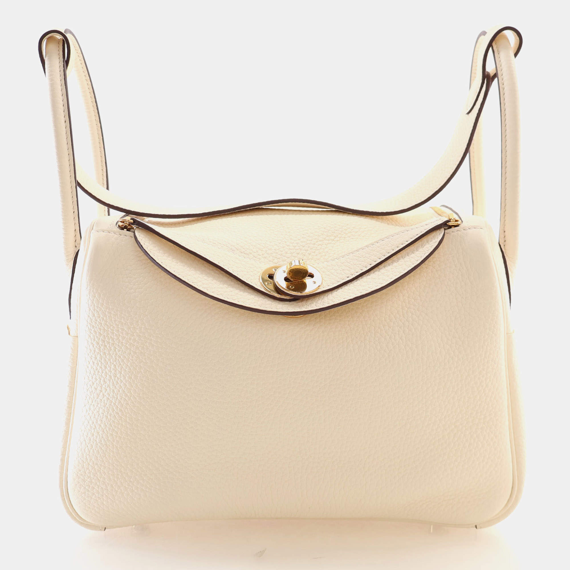 Pre Owned Hermes Lindy 26 Nata Clemence Leather Top Handle Bag