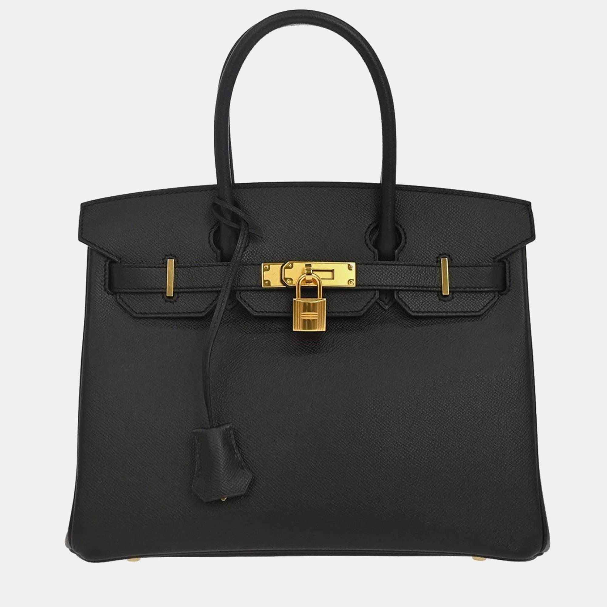 Pre Owned Hermes Birkin 30 Black Epsom Leather Top Handle Bag