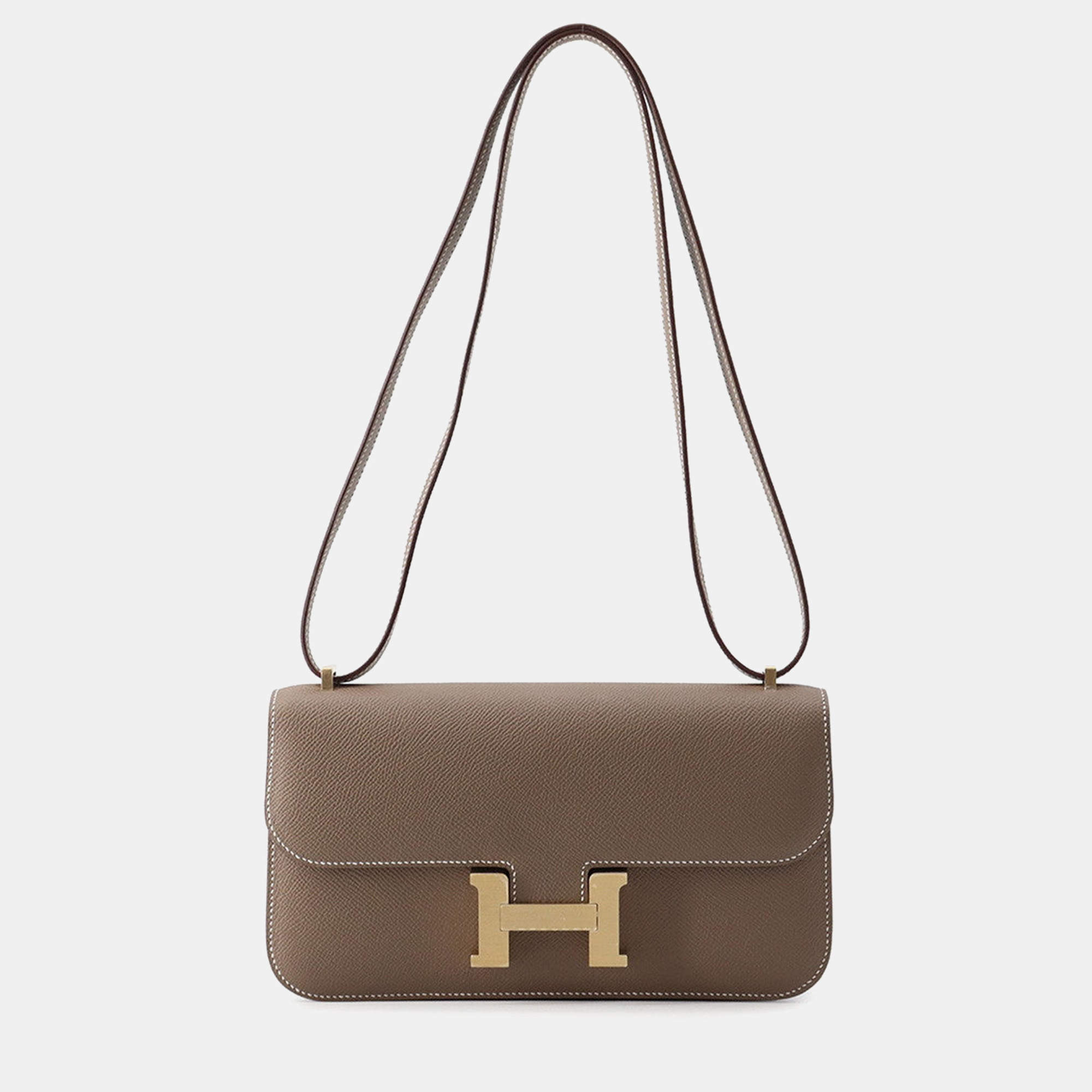 Pre Owned Hermes Constance Elan Etoupe Epsom Leather Shoulder Bag