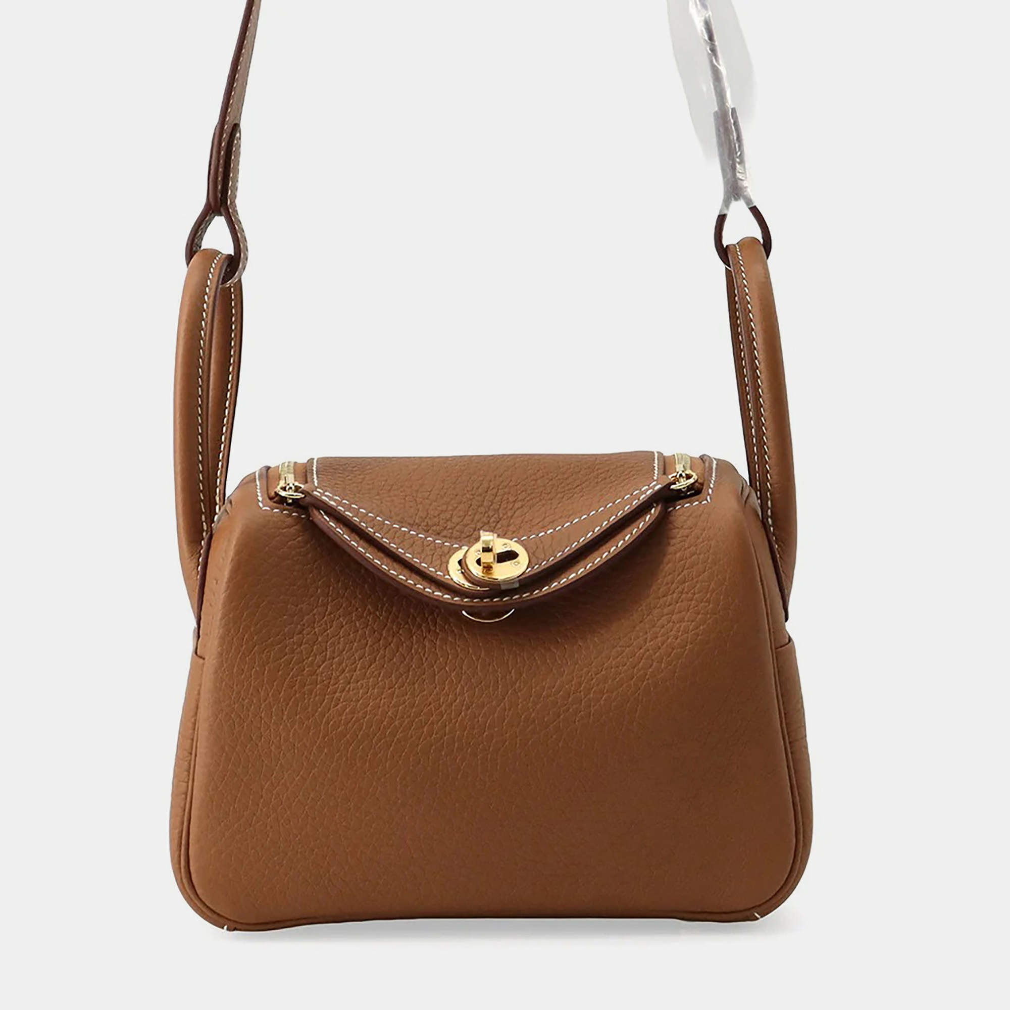 مملوكة مسبقًا Hermes Lindy Mini Gold Taurillon Clemence Leather Top Handle Bag