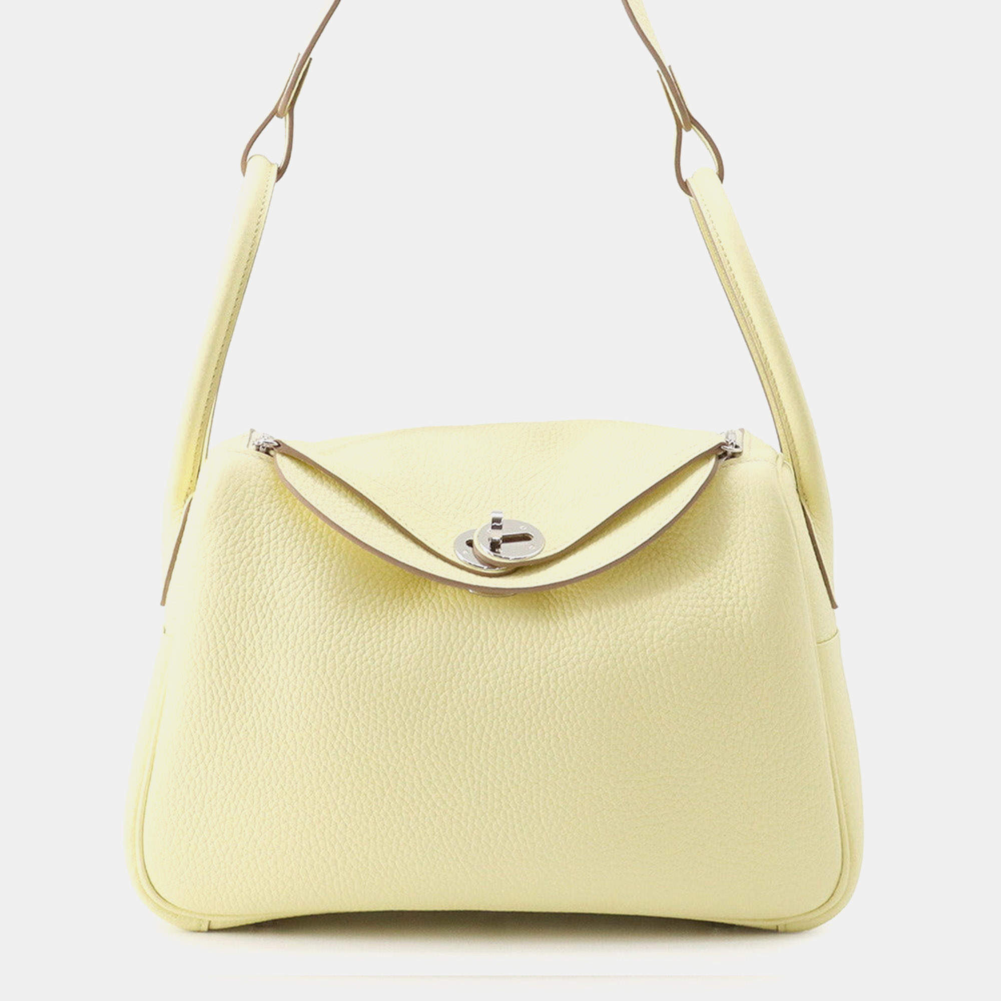 Pre Owned Hermes Lindy 26 Jaune Milton Taurillon Clemence Leather Shoulder Bag
