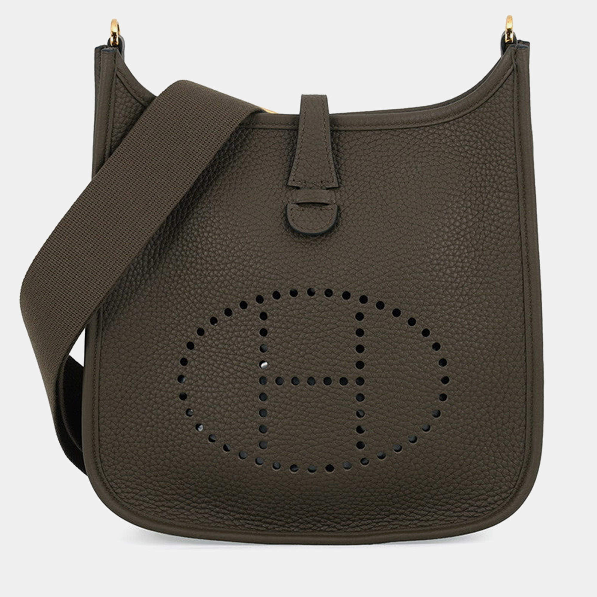 Pre Owned Hermes Evelyne III 29 Vert Fonce Taurillon Clemence Leather Shoulder Bag