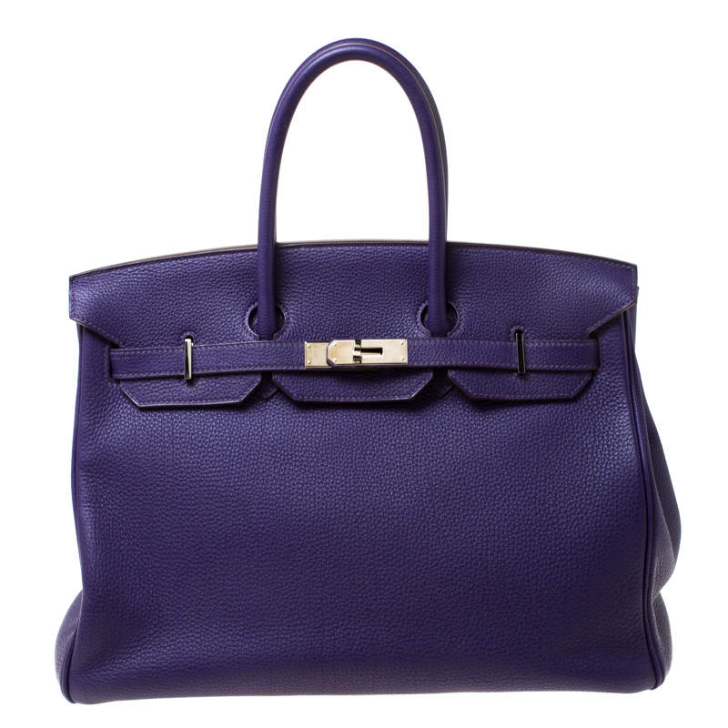 Hermes Ultraviolet Togo Leather Palladium Hardware Birkin 35 Bag