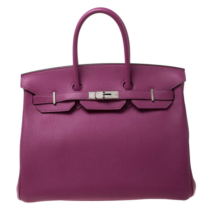 Hermes Tosca Togo Leather Palladium Hardware Birkin 35 Bag