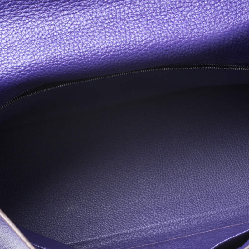 Hermès Kelly 35 Ultra Violet Clemence e Strap Palladium Hardware