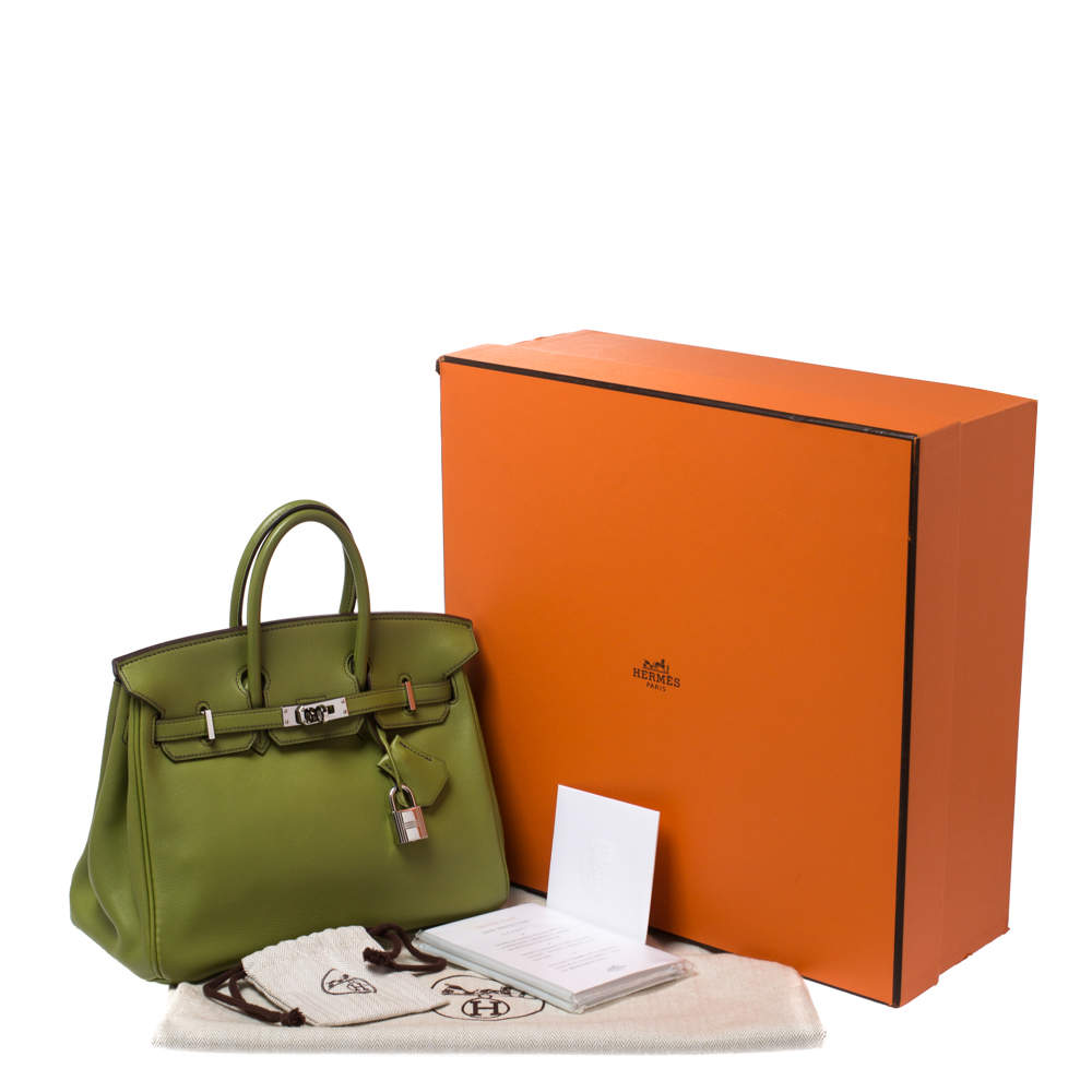 Birkin 25 leather handbag Hermès Green in Leather - 37060187