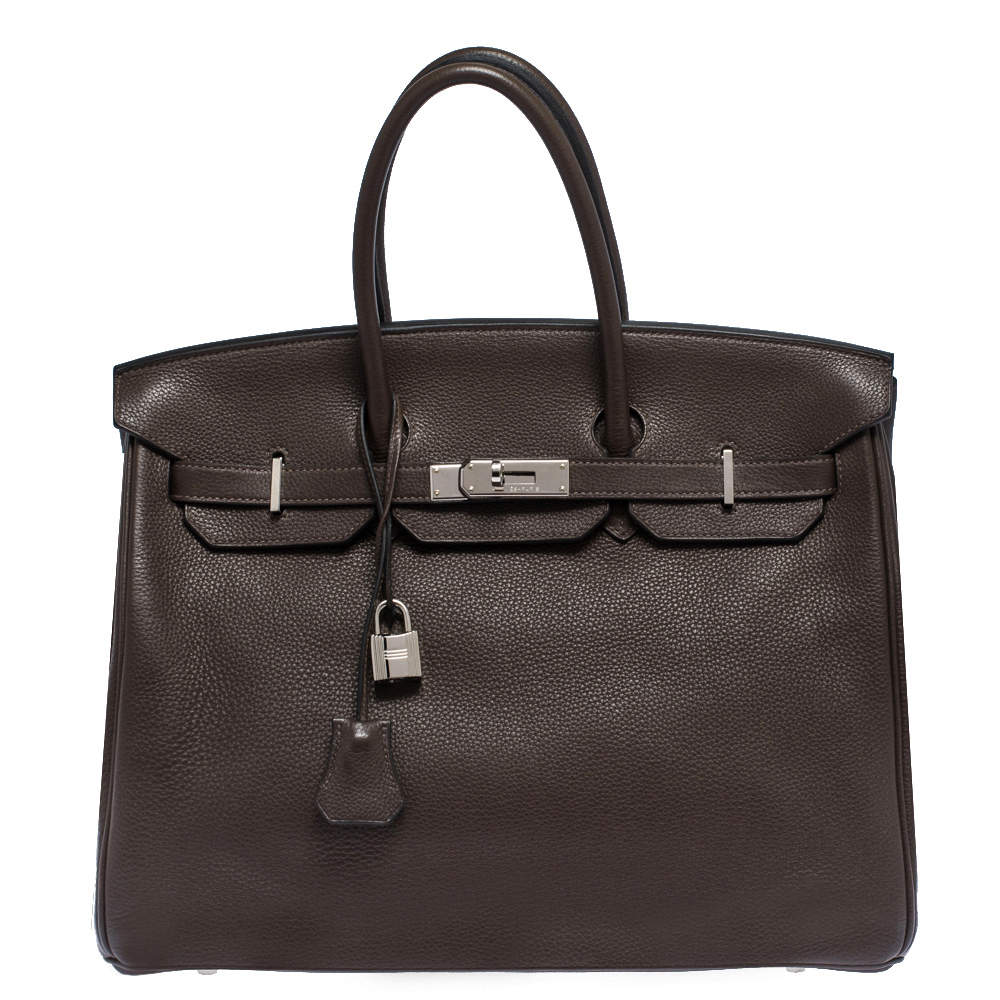 Hermes Cacao Vache Liegee Leather Palladium Hardware Birkin 35 Bag ...