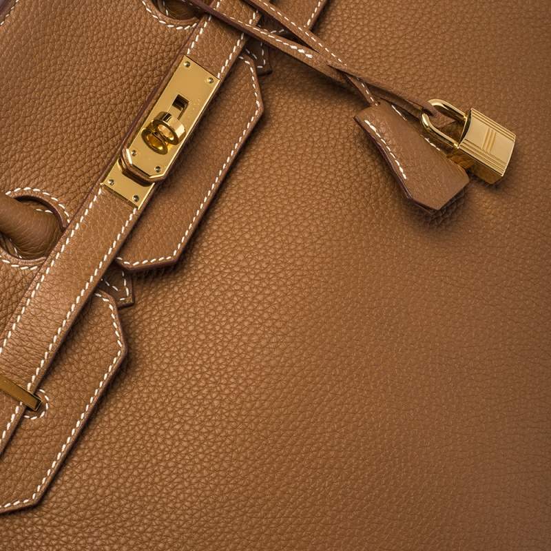 Hermès - Hermès Birkin 35 Togo Leather Handbag-Gold Silver Hardware