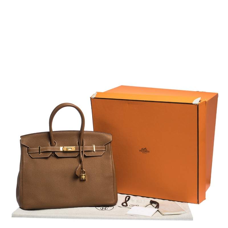 Hermès - Hermès Birkin 35 Togo Leather Handbag-Gold Silver Hardware