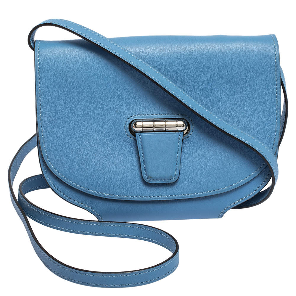 Hermes Blue Agate Swift Leather Mini Convoyeur Bag