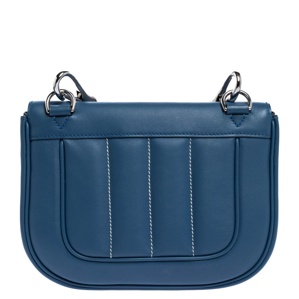 Hermes Bleu Thalassa Swift Leather Palladium Plated Mini Berline Bag -  Yoogi's Closet