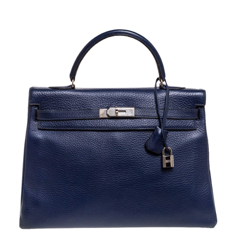 Hermes Pochette Kelly Blue Knoll Palladium Hardware D Engraved (around  2019) Ladies Swift Handbag Hermes