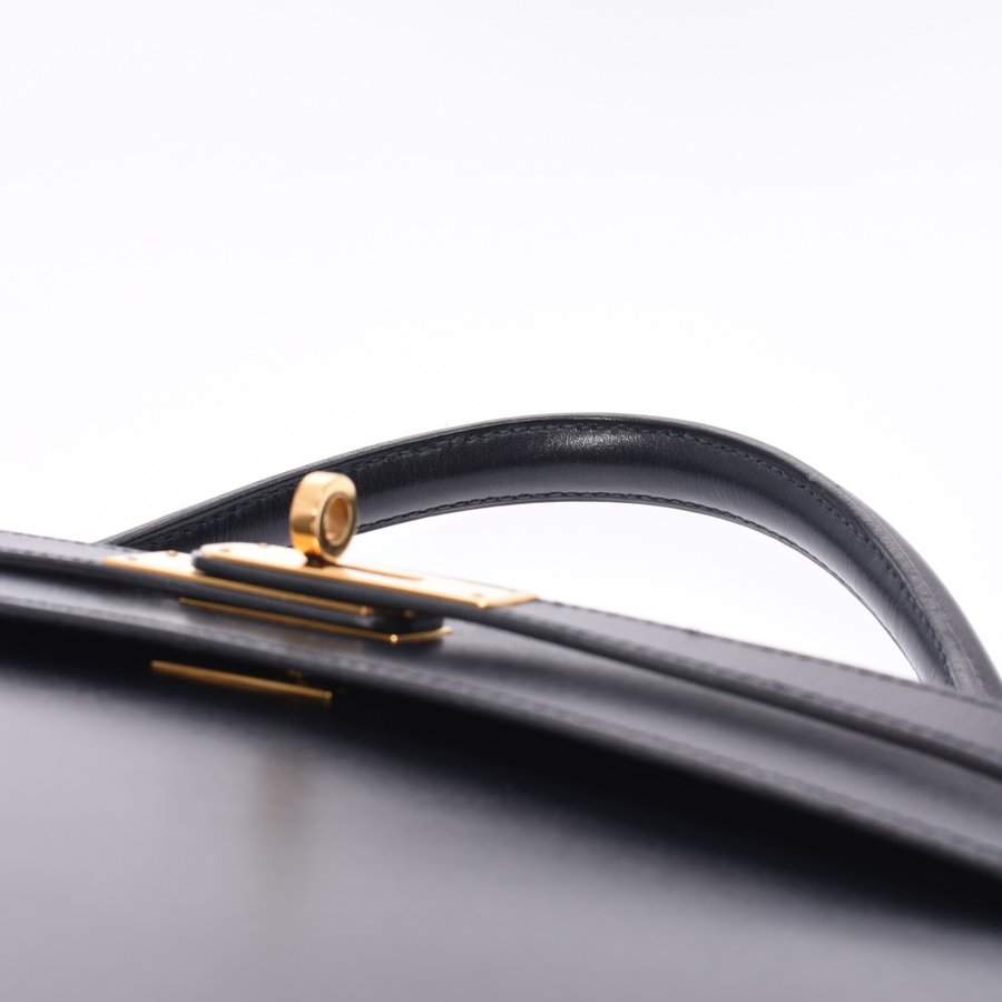 HERMES Paris - Kelly Retourné 32cm navy box bag, gold-…