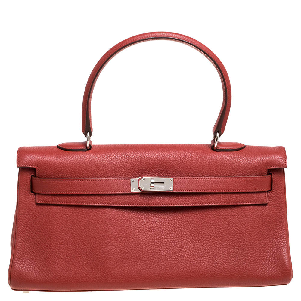 Hermes Sanguine Taurillon Clemence Leather Palladium Hardware Shoulder Kelly 42 Bag