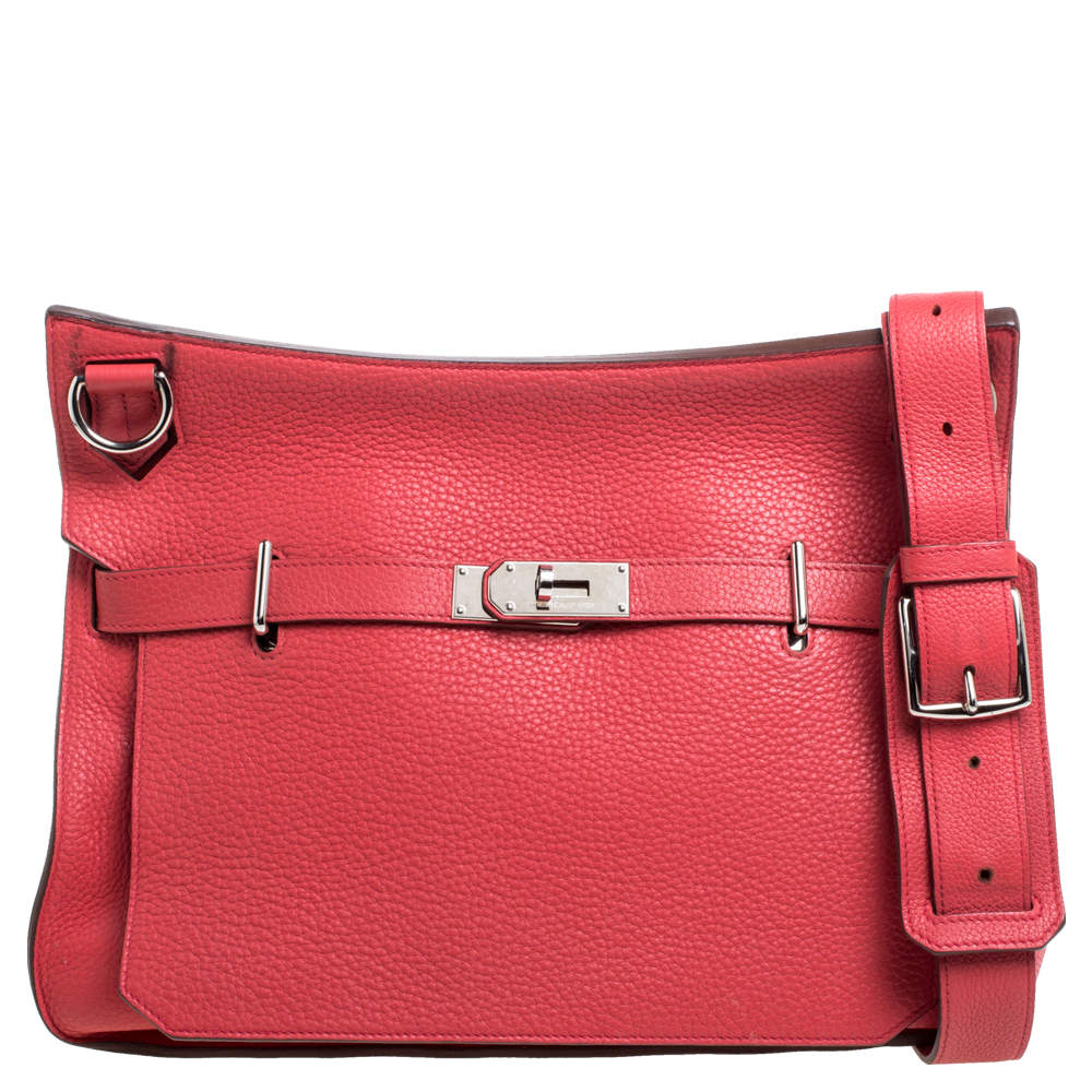 Hermes Rouge Casaque/Rose Jaipur Togo Leather Palladium Hardware