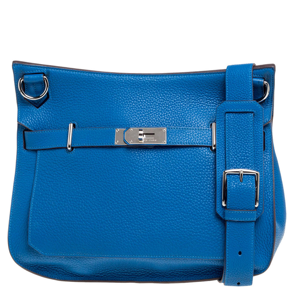Pre Owned Hermes Blue Hydra Taurillon Clemence Leather Palladium Hardware Jypsiere 34 Bag