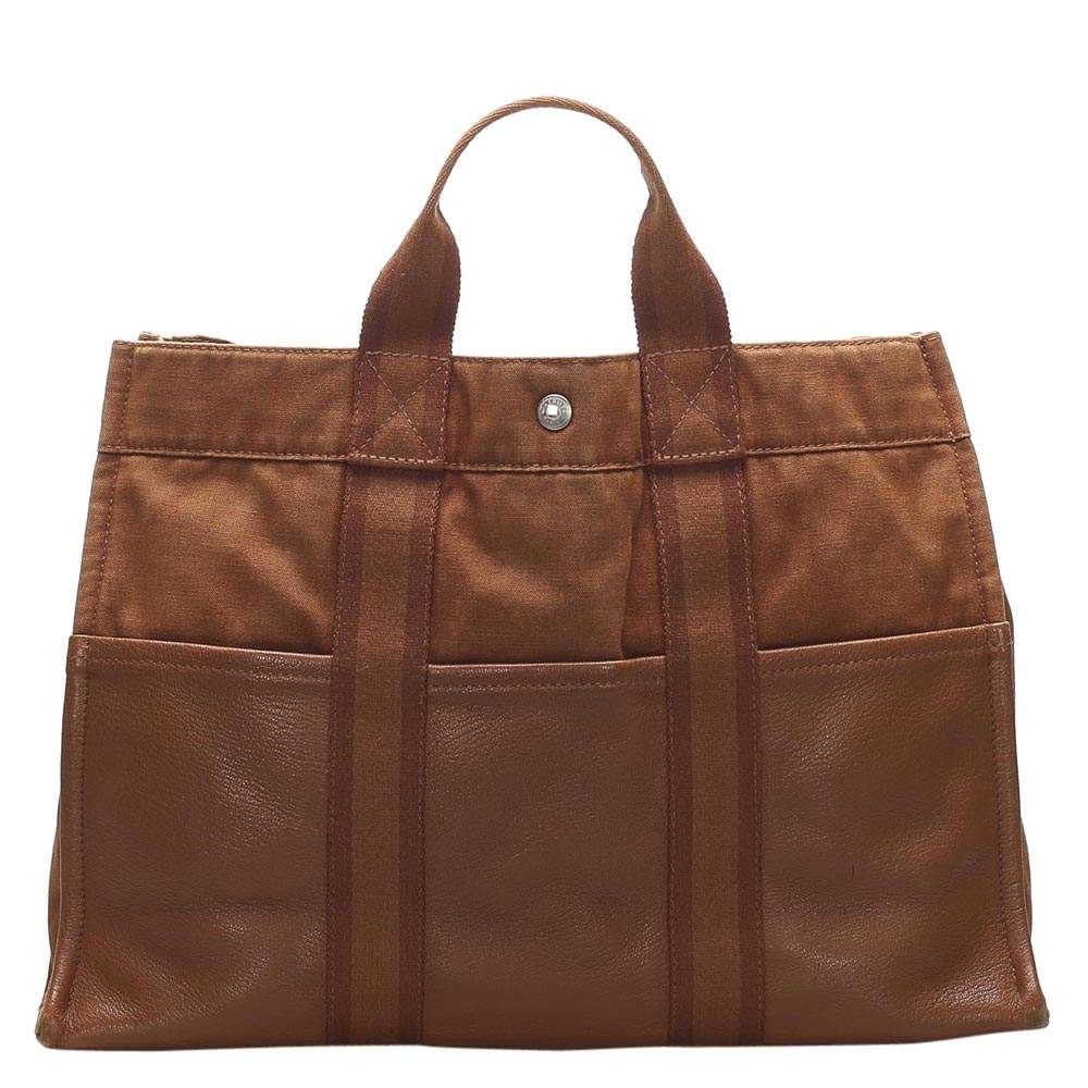 مملوكة مسبقًا Hermes Brown Canvas  Fourre Tout MM Bag
