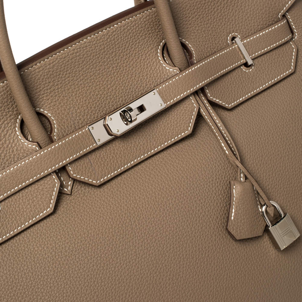 Hermès Birkin Etoupe Togo 40 Palladium Hardware, 2012, Grey/Brown/Silver Womens Handbag