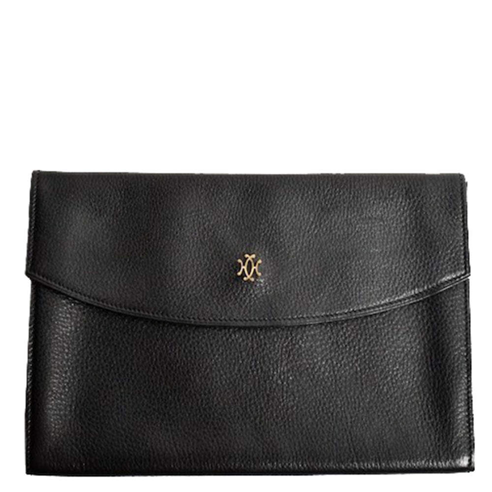 مملوكة مسبقًا Hermes Black Leather Vintage Rio Clutch Bag
