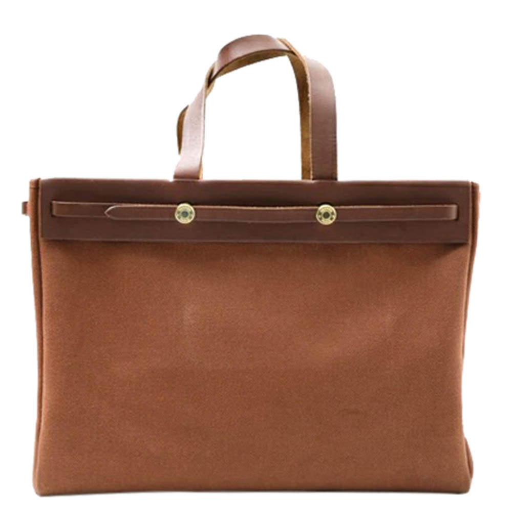 Hermes Brown Leather Herbag Cabas Tote bag