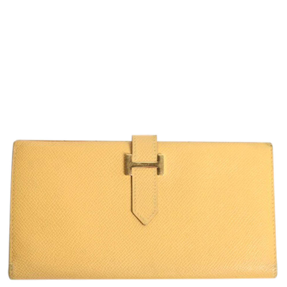 Pre Owned Hermes Yellow Epsom Leather Bearn Classic Wallet