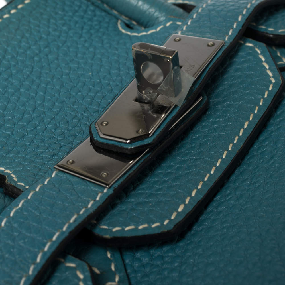 Hermès Blue Clemence Leather Haut A Courroies Birkin 45 HAC s27H9a