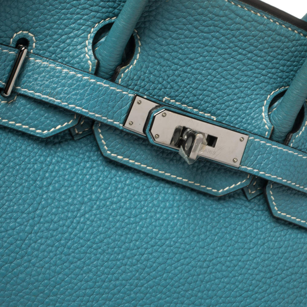 Hermès Blue Clemence Leather Haut A Courroies Birkin 45 HAC s27H9a
