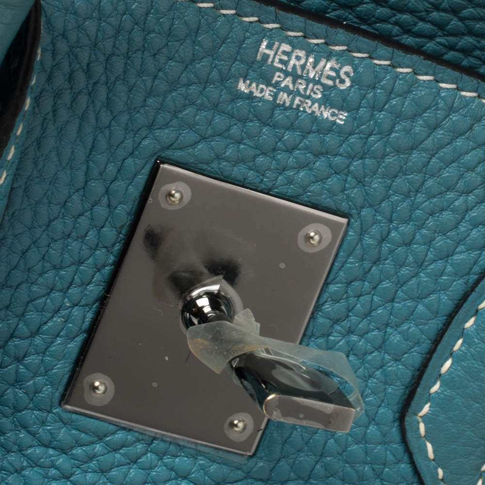 Hermes Blue Jean Clemence Leather Ruthenium Hardware Hac Birkin 28