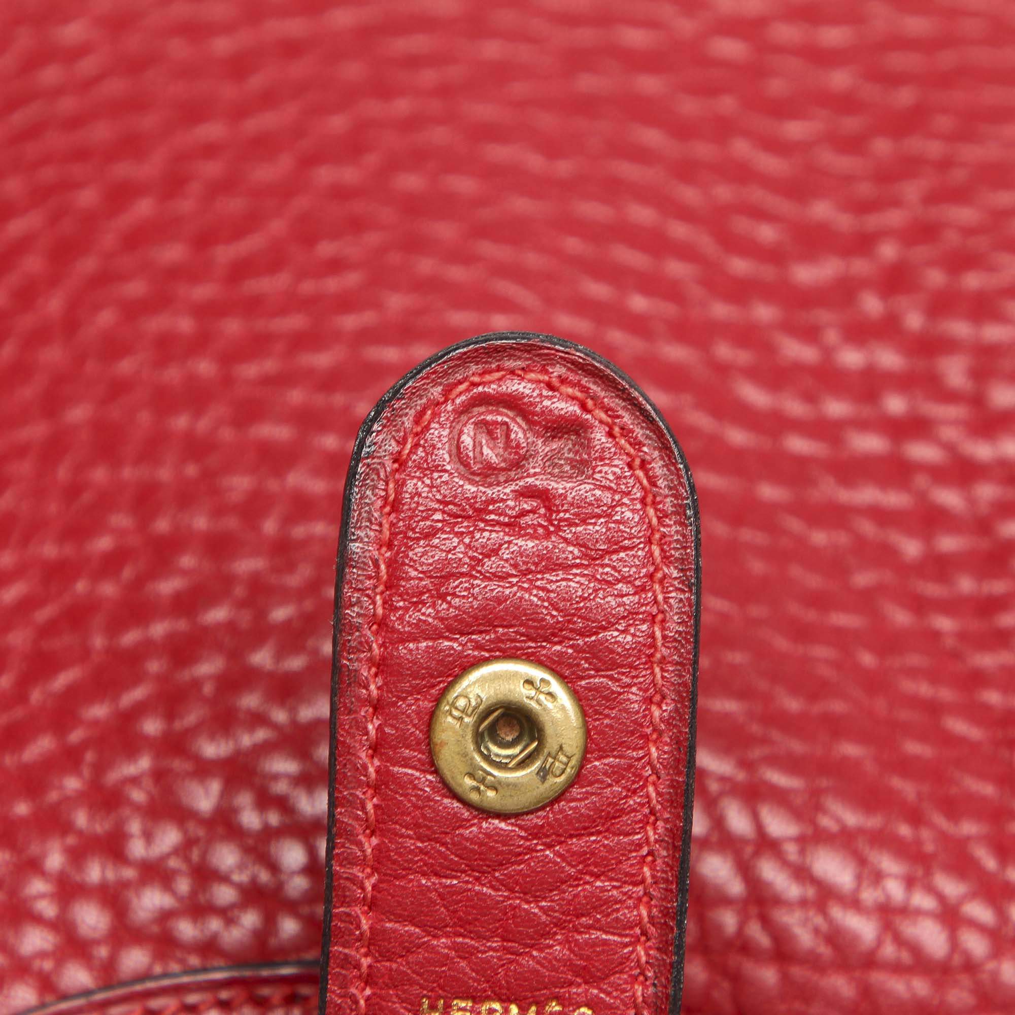 Hermes Vidoposh H Tray Red Navy Leather Women's