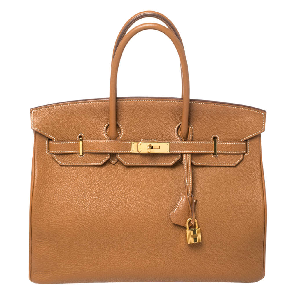 Hermes Gold Togo Leather Gold Hardware Birkin 35 Bag