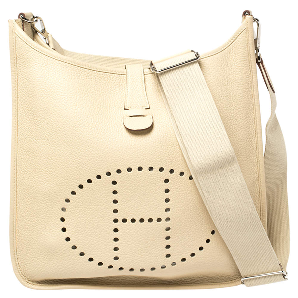 Pre Owned Hermes Parchemin Togo Leather Evelyne III GM Bag