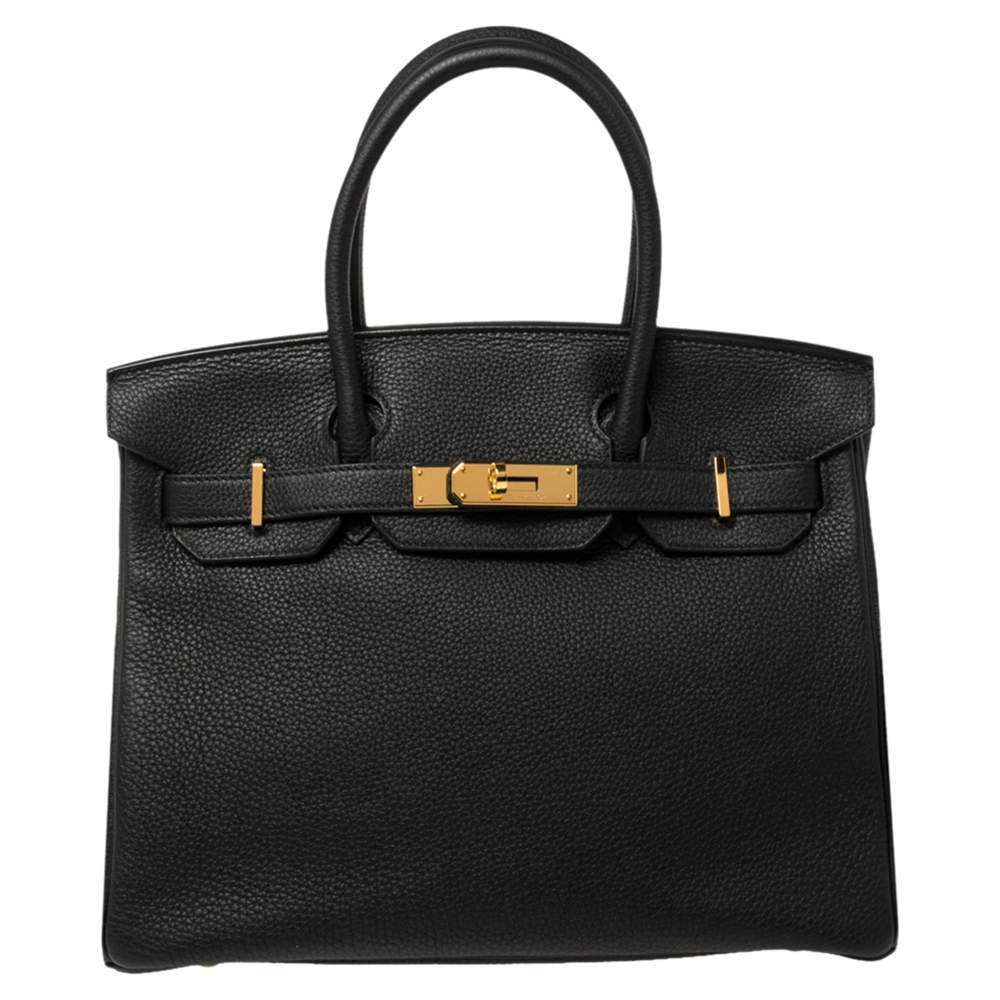 Hermes Noir Togo Leather Gold Hardware Birkin 30 Bag