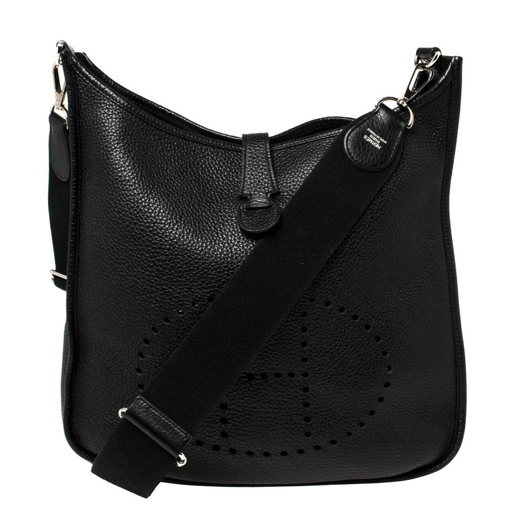 Pre Owned Hermes Black Togo Leather Evelyne III GM Bag