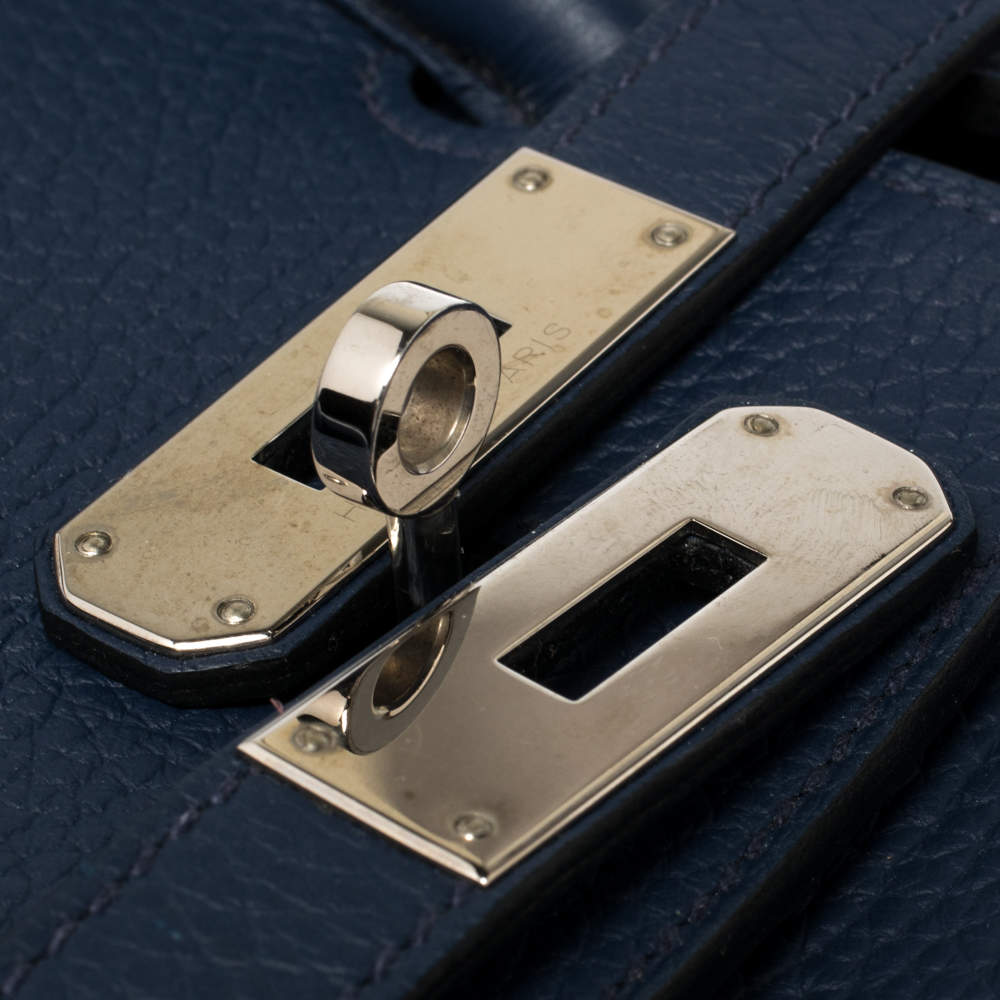 Hermès Birkin 35 Grizzly Thalassa Blue Suede & Swift Leather Permabrass  Hardware