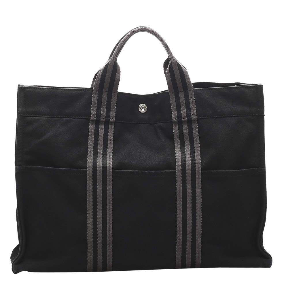 مملوكة مسبقًا Hermes Black Canvas Fourre Tout GM Tote Bag