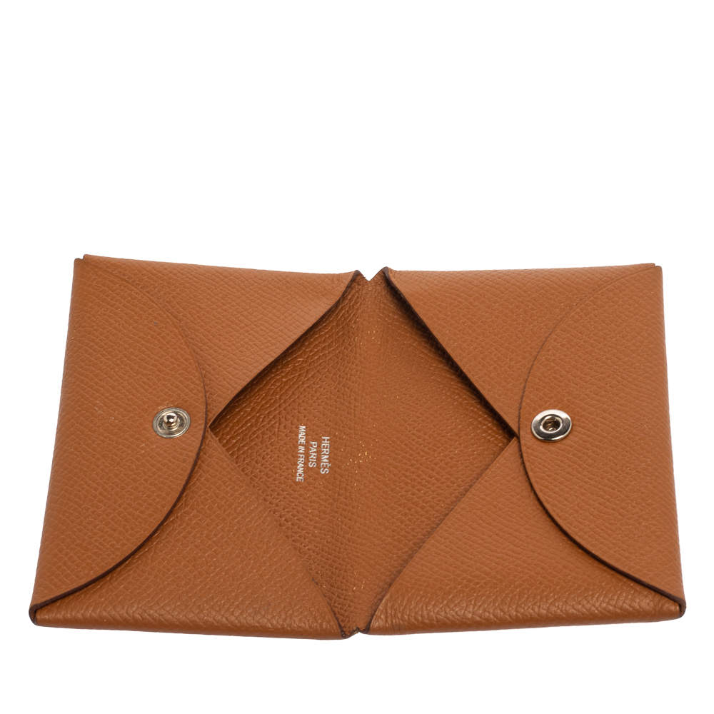 Hermes Calvi Card Holder Epsom Gold - NOBLEMARS