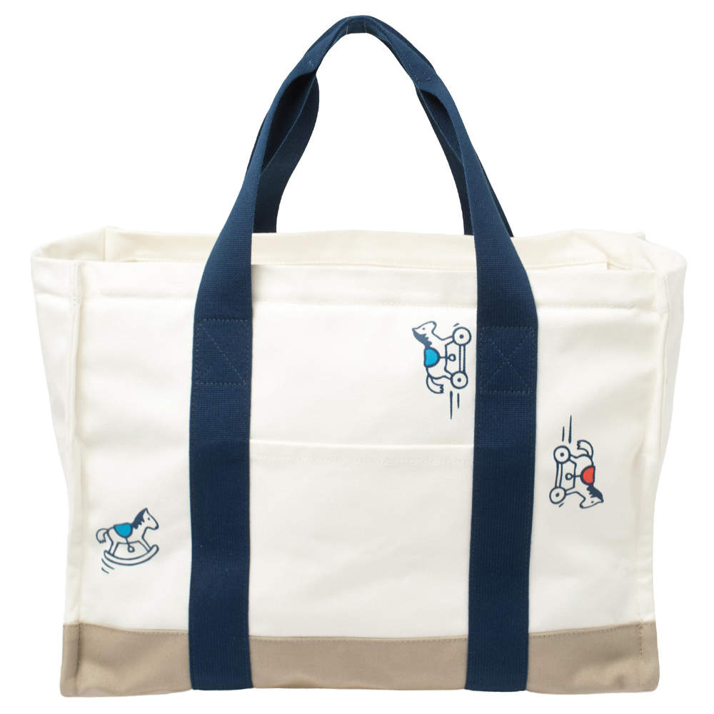 Pre Owned Hermes Bleu Marine Canvas Adada Nappy Bag