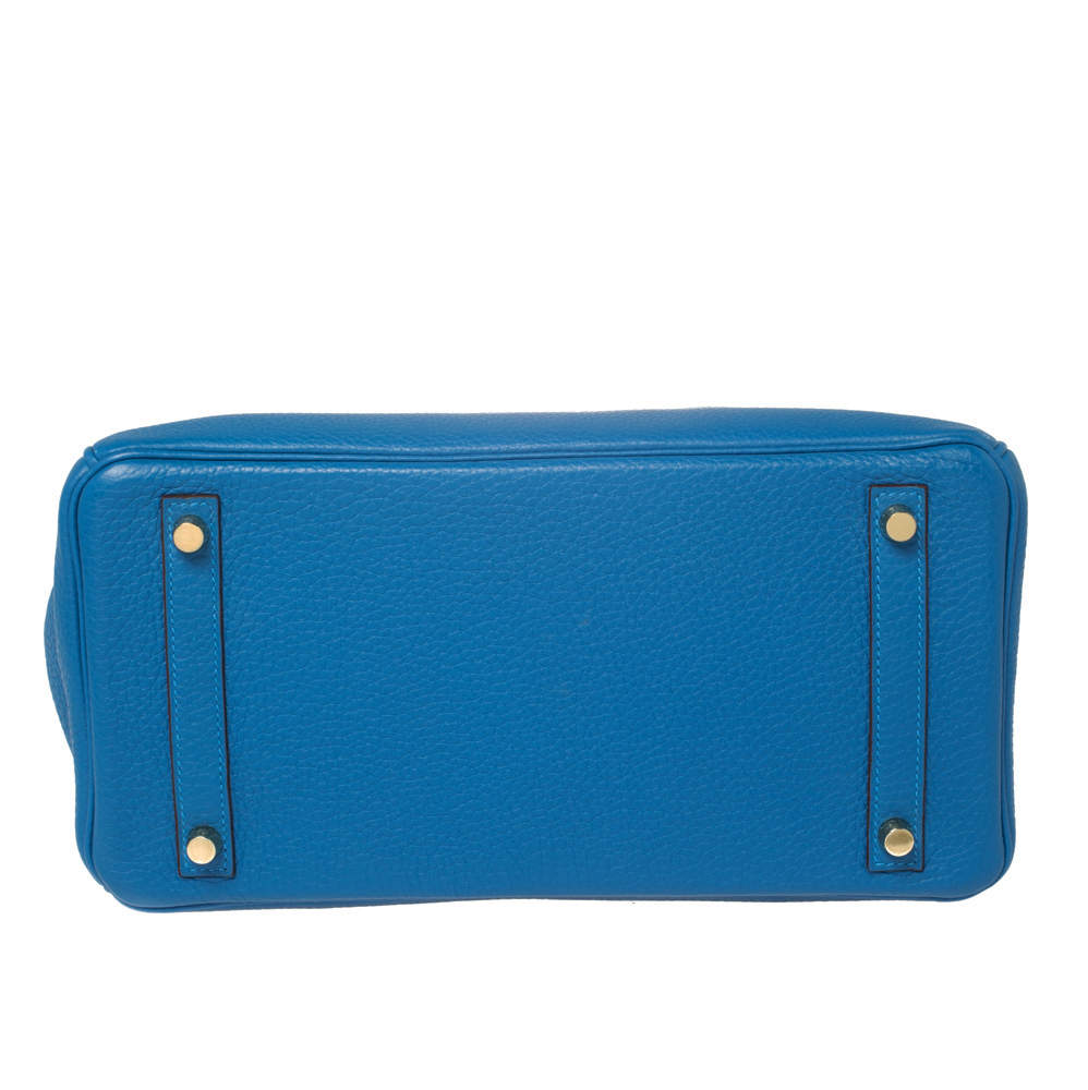 Hermes Birkin bag 30 Blue izmir Clemence leather Gold hardware