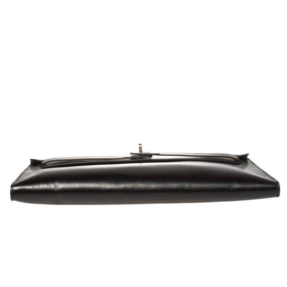 Black Hermes Box Calf Leather Clutch Bag – Designer Revival