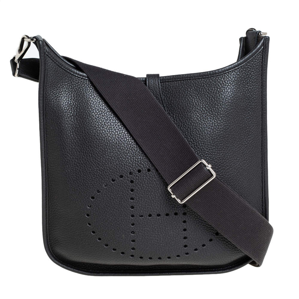 Pre Owned Hermes Prunoir Taurillon Clemence Leather Evelyne III PM Bag