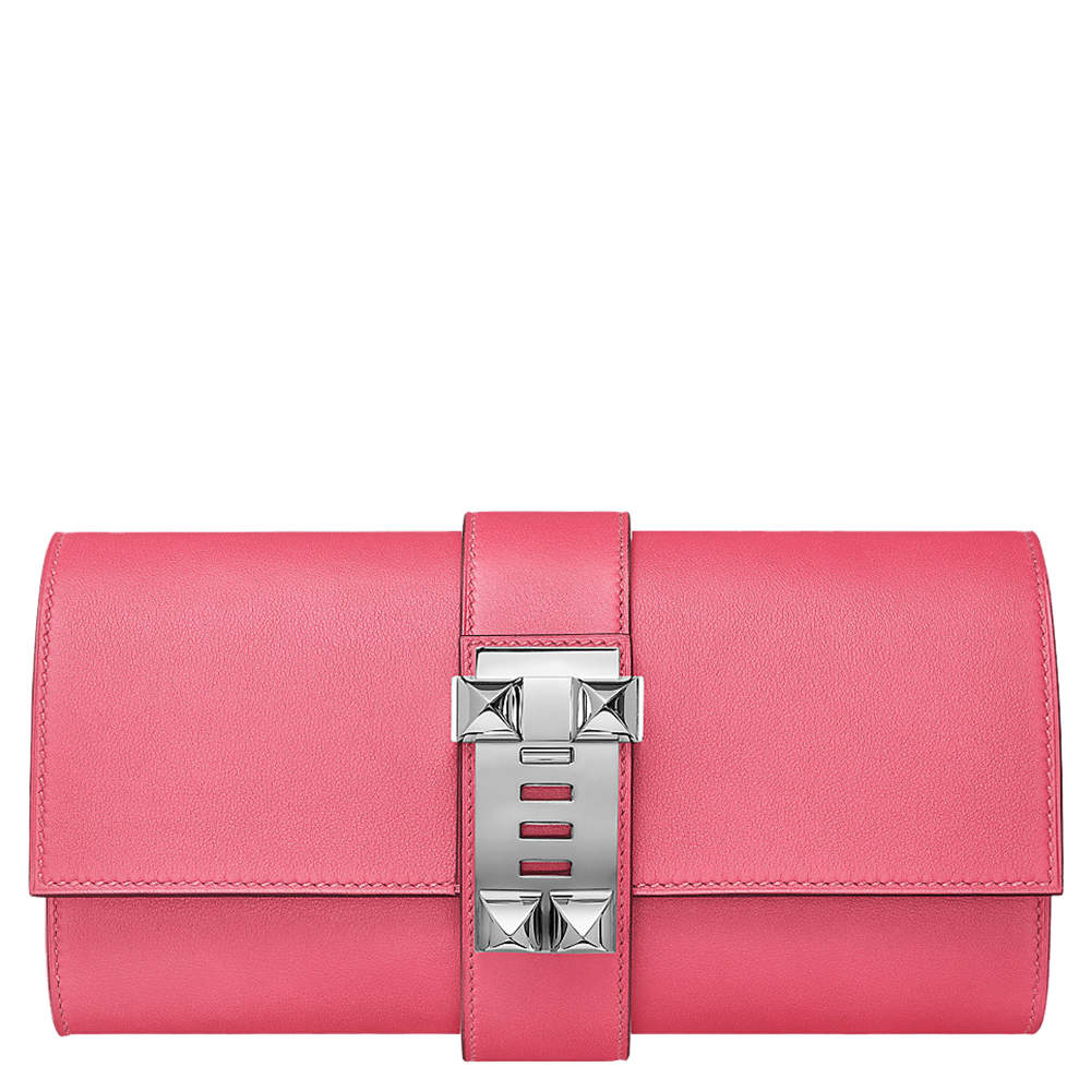 Pre Owned Hermès Pink Leather Medor Clutch Bag