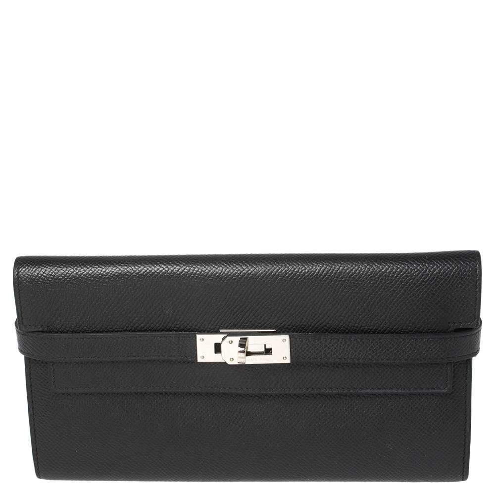 Hermes Black Epsom Leather Long Kelly Wallet