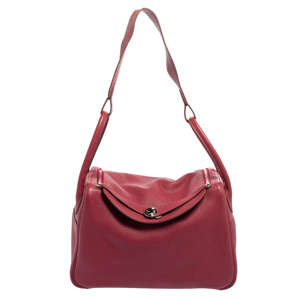 Pre Owned Hermes Tosca Taurillon Clemence Leather Palladium Finished Lindy 34 Bag